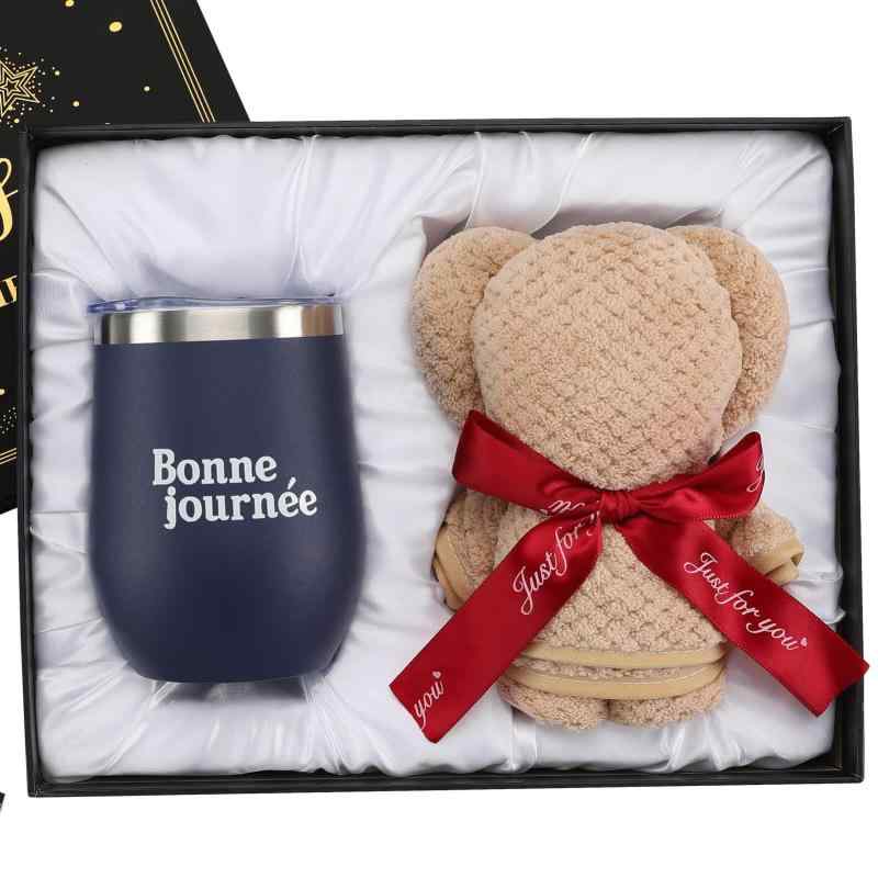 bankoo ステンレスタンブラーとくまタオル 真空断熱 おしゃれ 誕生日プレゼント 父の日 父親 男性 彼氏..