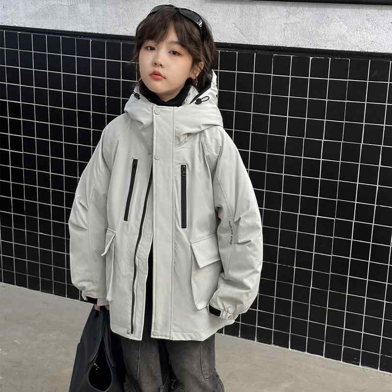 キッズ ジャケット ユニセックス 秋冬 アウター フード付き トープカラー マルチポケット ウィンドブレーカー 子供用 防風 防寒 カジュアル おしゃれ 通学 通園