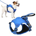 ペットハーネス 引き込み式 伸縮式リード 2 in 1犬のハーネス 自動停止ロープ 調節可能な反射オックスフォード 15-33 LBS 中型/大型犬用 リップ付き 首輪 胴輪 抜けないハーネス PWEZON(4)