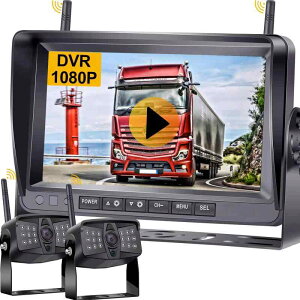 MJXD ワイヤレスバックカメラ ワイヤレスバックモニター バックカメラモニター バックカメラセット 7インチバックモニター 双アンテナ強化信号 ループ録画付き 1080P高清画質 DIYガイドライ