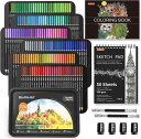 Shuttle Art 色鉛筆 174色セット 油性色鉛筆 大人の塗り絵 メタリック色 スケッチブック 鉛筆削り イラスト デザイン デッサン 落書き 缶入 収...