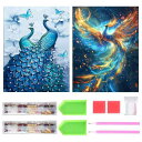 ダイヤモンドアート キット ダイヤモンドの絵画 2個セット きれい 全面貼り付け ダイヤモンドアート 5D 初心者 大人の子供 DIY 手芸キット 家の壁の装飾...