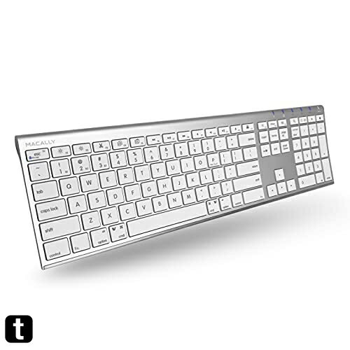 Macally ACEBTKEY-US ultraslim Bluetooth Keyboard for Mac PC iOS and Android US QWERTY Key Cap Layout