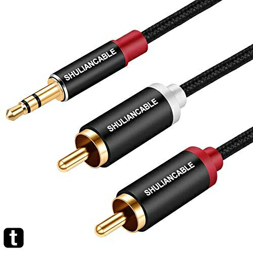 SHULIANCABLE 3.5mm to 2RCA 変換 ステレオオーディオケーブル， オス to 2 オス RCA ケーブル Y スプリッタ設計 スマホ タブレット TV 等に対応 (0.5M)