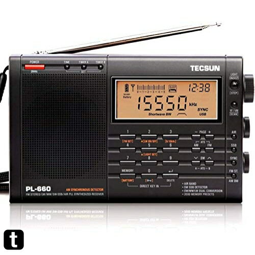 TECSUN PL-660 (黒) FM/LW/MW/SW/AIR エアバンド BCL ラジオ 小型 高性能 短波ラジオ 混信除去機能 高感度 PSEマーク付き100V ACアダプター付属 日本語版説明書 トレンドコストVer.