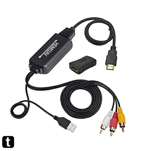 HDMI to RCA変換ケーブル HDMI to AVコンバータデジタル 3RCA/AV 変換ケーブル TV / HDTV / Xbox / PC / DVD / Blu-ray Player / PAL / NTSCテレビ HDMI R