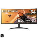 LG ゲーミング モニター UltraGear 34WP60C-B 34インチ/21:9 曲面 ウルトラワイド(3440×1440)/VA/160Hz/1ms ...