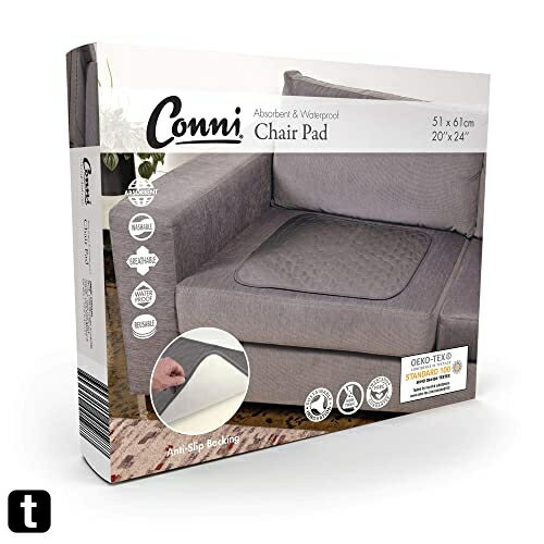[Conni] 介護・排泄ケア用 尿漏れ対応 座布団型 吸水・防水チェアパッド Conni Chair Pad L (51 x 61cm)、 チャーコール