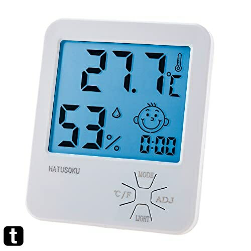 HATUSOKU デジタル温湿度計 温度計 湿度計 アラーム時計 快適度顔表示 (バックライト付き)