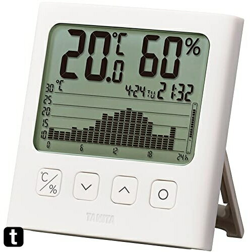タニタ 温湿度計 時計 カレンダー 温度 湿度 デジタル グラフ付 ホワイト TT-580 WH 温湿度の変化を確認