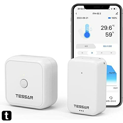 bluetooth温湿度計 TESSAN bluetooth温度計 湿度計 温度湿度計 アラート異常通知 遠隔操作 データ保存 デジタル 高精度 wifiハブ Alexa/Google Assistantに対応 音声制御 梅雨 熱中症対策