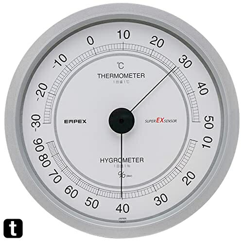 エンペックス気象計 温度湿度計 スーパーEX 温湿度計 壁掛け用 日本製 シャインシルバー EX-2747 16.2x..