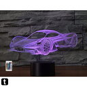 SUPERRUIDALONG 3D スポーツカー リモコン 16色 ナイトライト イリュージョン アクリル LED テーブル ベッドサイド ランプ 子供 寝室 机 装飾 誕生日プレゼント おもちゃ 子供用