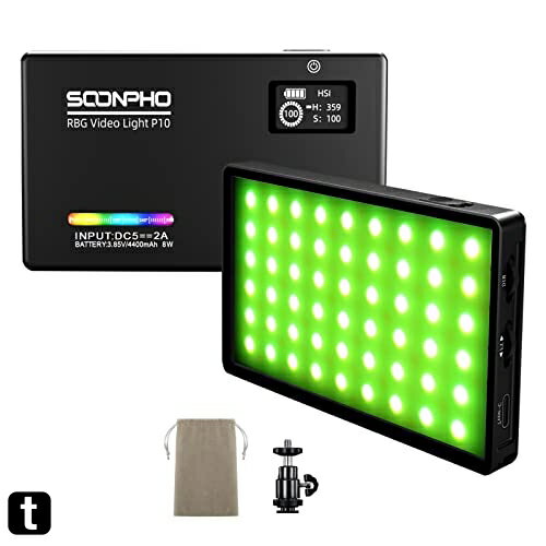 SOONPHO RGBビデオライト led 撮影用ライト カメラ照明ライト 4400mAh 2500k-8500k CRI 97+ 無段階調光 補助照明 PSE認証済 充電式バッテリー 小型 軽量 超薄型LEDパネル 12モード 照明効果