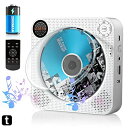 CDプレーヤー壁掛け&卓上置き式ポータブルCDプレーヤーBluetooth/CD/FM/USB/AUX五モード対応FELEMAN FMラジオ +10スキップ機能 5EQエフェクトA-Bリピート2000mAhバッテリー充電式CDプレーヤー L