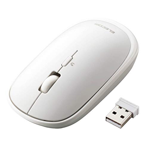 エレコム ワイヤレスマウス 無線2.4GHz Slint M-TM10DBWH 薄型 静音 4ボタン プレゼンモード機能付 ポーチ付 Windows Mac 対応 ホワイト