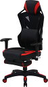 不二貿易 ゲーミングチェア パーソナルチェア 幅68.5×奥行65.5×高さ118~125.5cm レッド メッシュ フットレスト付き 回転式 リクライニング ...