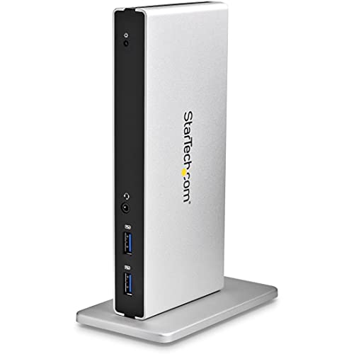 StarTech.com USB3.0接続ドック Mac/Windows対応 デュアルDVIモニタ対応 縦置きスタンド付属 HDMI/VGAアダプタ 5x USB GbEポート USB3SDOCKDD