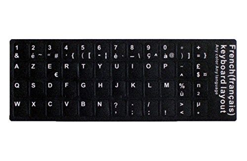 フランス語キーボードシール 黒地 白文字 キーボードラベル マット加工 French クリーナー付