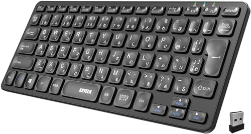 Arteck 2.4Gワイヤレス キーボード 無線 軽量 フルサイズ メディア機能 ホットキー コンピューター、デ..