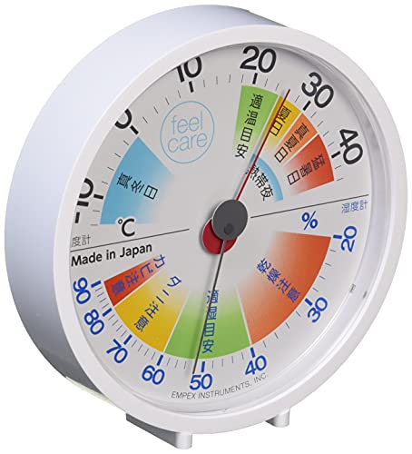 エンペックス気象計 温度計・湿度計 ホワイト (約)高さ12.4×幅12.0×奥行き2.7cm