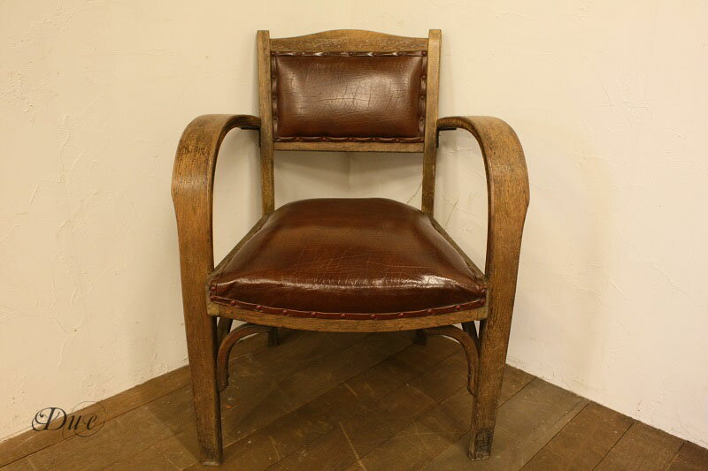 イギリス/革のアンティークチェア/椅子/革/英国/[C]