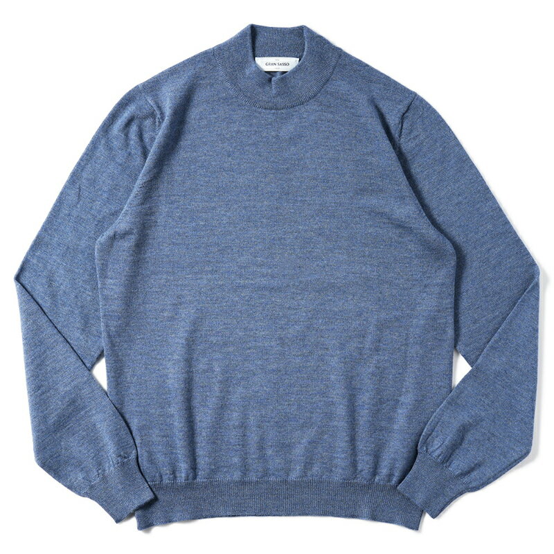 GRANSASSO グランサッソ メリノウール ニット モックネック ロングスリーブ 55108/14290 BLUE GRAY