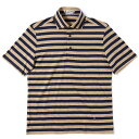 GUY ROVER ギローバー コットン・リネン セミワイドカラー ポロシャツ PC433-541511 BEIGE×NAVY(4)