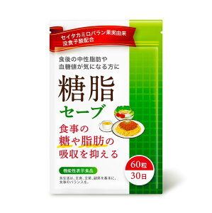 糖脂セーブ ダイエットサプリ 食事の脂肪や糖の吸収を抑える 食後の中性脂肪や血糖値の上昇をおだやかにする 血糖値 中性脂肪 下げる サプリ サプリメント セイタカミロバラン果実由来没食子酸 30日分 送料無料 機能性表示食品