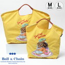 【正規品】ボールアンドチェーン エコバッグ ball&chain Dot Donut ドットドーナツ YELLOW イエロー オリジナル Mサイズ Lサイズ ショッピングバッグ トートバッグ A4 刺繍 ball and chain