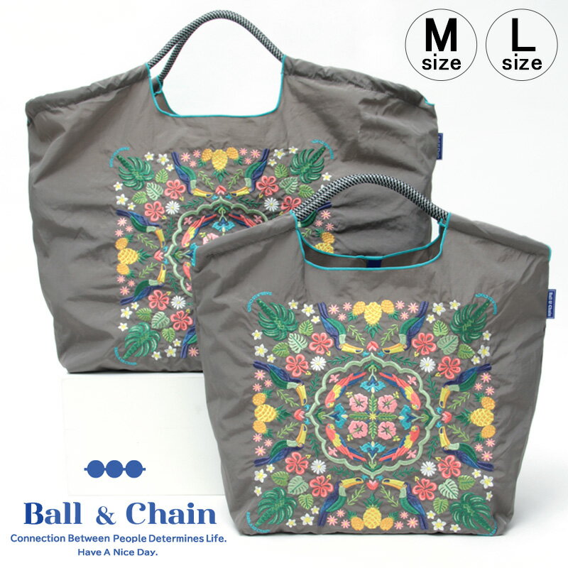 【正規品】ボールアンドチェーン エコバッグ ball&chain Hawaiian Bandana ハワイアンバンダナ F.GRAY F.グレー オリジナル Mサイズ Lサイズ ショッピングバッグ トートバッグ A4 刺繍 ball and chainのサムネイル