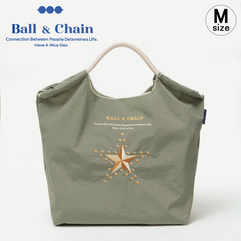 【正規品】ボールアンドチェーン エコバッグ ball&chain THE FIRST STAR ファーストスター MS.GRAY グレー オリジナル Mサイズ Lサイズ ショッピングバッグ トートバッグ A4 刺繍 ball and chainのサムネイル
