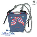 【正規品】ボールアンドチェーン エコバッグ ball&chain ミニショルダー SAN HIDEAKI MIHARA サンヒデアキミハラ スカーフ リボン ネイビー Sサイズ 刺繍 斜め掛け ショッピングバッグ トートバッグ 刺繍 ball and chain