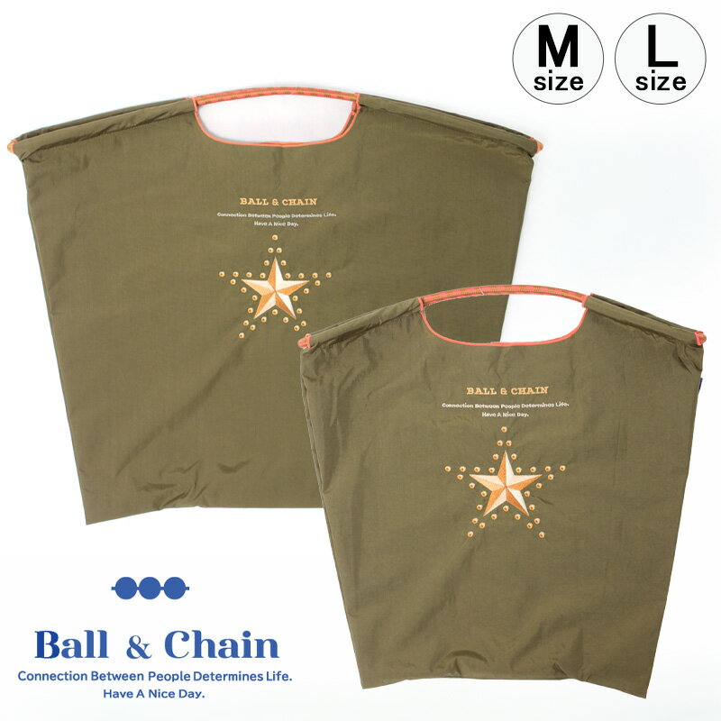 Rakuten - 【正規品】ボールアンドチェーン エコバッグ ball&chain THE FIRST STAR ファーストスター KHAKI カーキ オリジナル Mサイズ Lサイズ ショッピングバッグ トートバッグ A4 刺繍 ball and chain