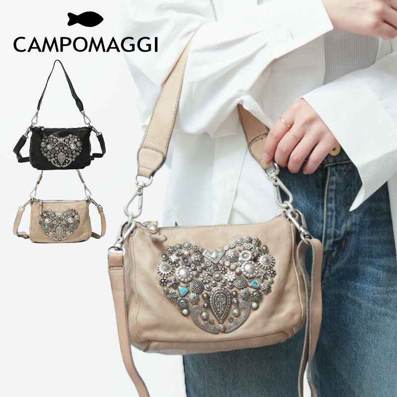 Rakuten - CAMPOMAGGI カンポマッジ バッグ ショルダーバッグ ミニバッグ 2way 斜めがけ スタッズ ハート 本革 レディース TILDE c037830nd ★