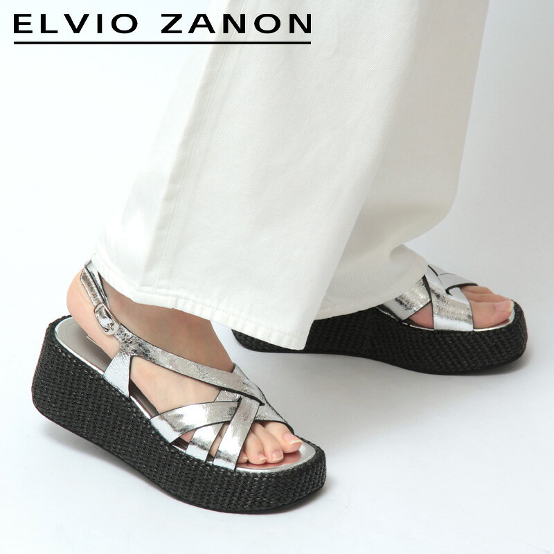 Rakuten - ELVIO ZANON サンダル エルビオザノン ウエッジソール 厚底 バックストラップ メタリックレザー 本革 レディース 春夏 BN5811X ★