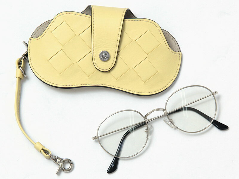 【10％クーポン】ペレボルサ メガネケース PELLE BORSA 眼鏡ケース CHRONO WEAVE クロノウィーヴ バッグチャーム 革 牛革 革製 眼鏡 サングラス スリム 薄型 ソフトタイプ ストラップ付き めがねケース レディース メンズ 5855 3