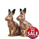 【17%OFF】【21日まで サマーSALE】野うさぎ フィギア 2個 セット うさぎ ウサギ 兎 おしゃれ かわいい おもしろ 動物 雑貨 グッズ イギリス 置物 オブジェ インテリア 陶器 陶磁器 プレゼント ギフト 引っ越し祝い 誕生日 QuailCeramics