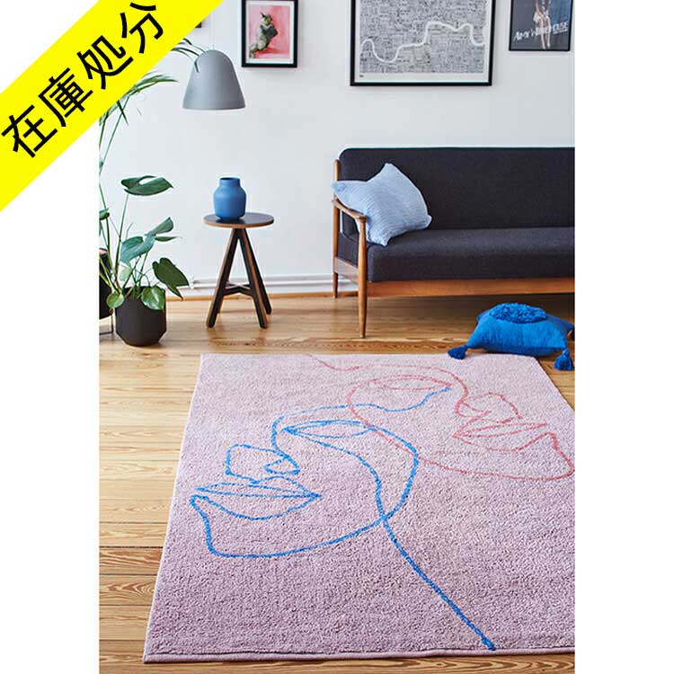 楽天海外雑貨のドゥナパール【在庫処分 SALE】 ラグ 90×120 北欧 おしゃれ かわいい 海外 ピンク 赤 柄 シルエット モロッカン モダン シンプル 年中 コットン 綿 インテリア 雑貨 リビング 子供部屋 一人暮らし カーペット プレゼント ギフト 誕生日 出産祝い