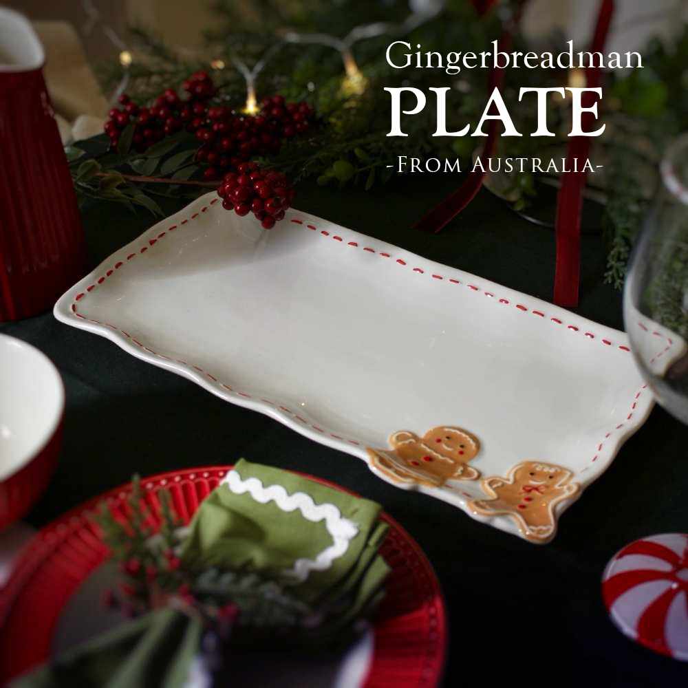 【LINE700円オフ】オーストラリア直輸入 ジンジャーブレッドプレート クリスマス皿 長方形 かわいい 北..