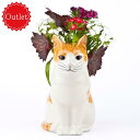 【20%OFF】【21日まで サマーSALE】【アウトレット品】猫 花瓶 雑貨 グッズ 北欧 一輪挿し かわいい おしゃれ おもしろ ネコ ねこ 茶トラ フラワーベース 置物 猫雑貨 インテリア 海外 陶器 セラミック プレゼント ギフト 誕生日 クエイル Squash QuailCeramics