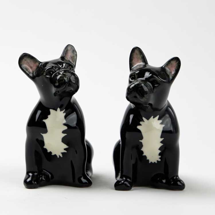 FrenchBulldog B&Wのフィギアセット イギリス Quail Ceramics 動物 置物 オブジェ インテリア 陶器 犬好き フレンチブルドッグ ペア セット アニマル雑貨 イギリス クエイルセラミックス いぬ イヌ Dog