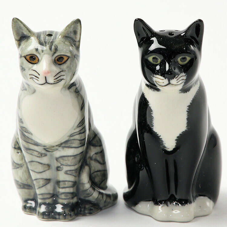 【LINE700円オフ】Sadie&Smartie S&P ソルト&ペッパーセット イギリス Quail Ceramics 動物 置物 オブジェ インテリア 北欧 モダン 陶器 ヨーロッパ市場向け製品 ネコ好き にゃんこ