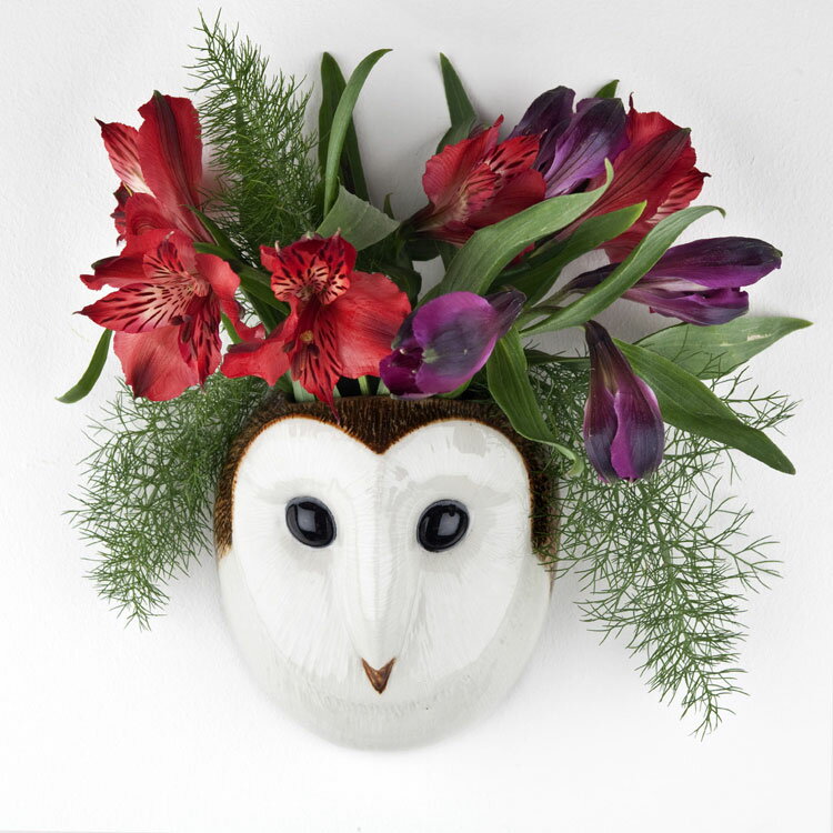 BarnOwlWallVase メンフクロウの壁掛け花瓶 Quail Ceramics 雑貨 置物 ふくろう フクロウ 花瓶 インテリア 一輪挿し おしゃれ おもしろ アート アニマル 海外 北欧 陶器 壁掛け プレゼント ギフト 誕生日 記念日