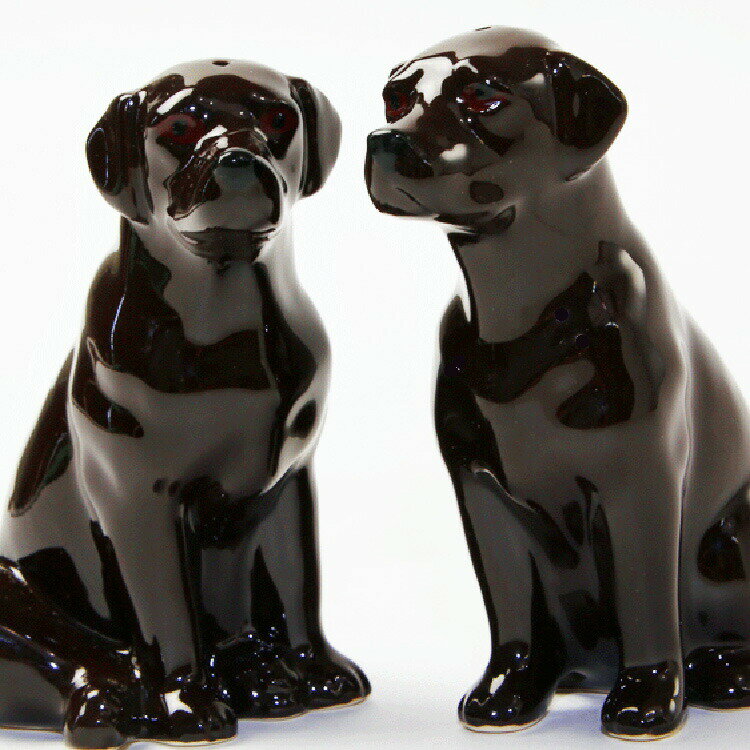 楽天海外雑貨のドゥナパールLabrador チョコレート ラブラドールのソルト＆ペッパーセット イギリス Quail Ceramics 動物 置物 オブジェ インテリア 陶器 犬好き チョコ イヌ 塩コショウ入れ 塩胡椒入れ 調味料入れ キッチンインテリア