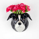 【21日まで サマーSALE】BorderCollieWallVase ボーダーコリー 壁掛け ウォールベース おしゃれ 可愛い 動物 花束 ドライフラワー 一輪挿し 一輪 小物入れ 歯ブラシ入れ 収納 オブジェ インテリア 陶器 ボーダー コリー 花瓶 海外雑貨 犬 QuailCeramics
