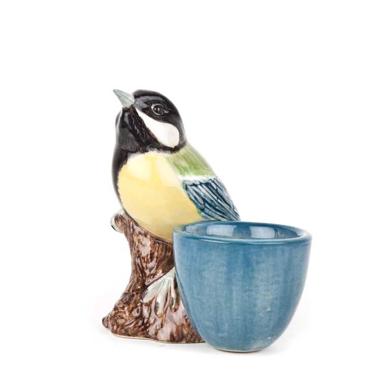 エッグスタンド GreatTit withEggCup シジュウカラ エッグカップ クエイル 野鳥 鳥 エッグポット 卵 雑貨 ポット 多肉植物 インテリア かわいい おしゃれ おもしろ 置物 海外 北欧 陶器 プレゼント ギフト 誕生日 QuailCeramics 1