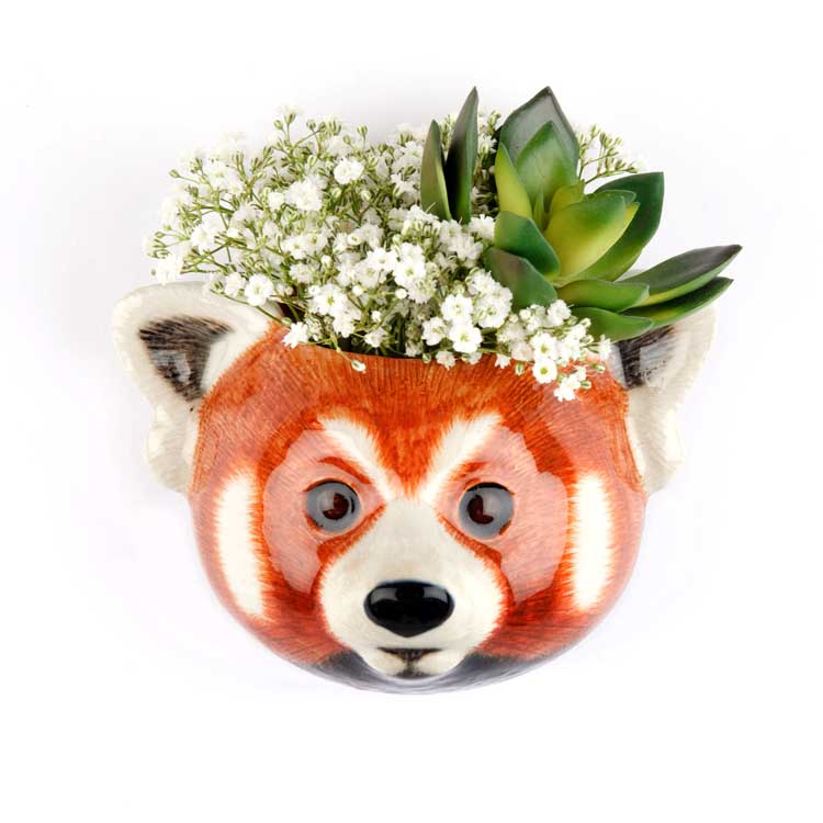 新商品!! RedPandaWallVase レッサーパンダ 壁掛け イギリス Quail Ceramics アニマルヘッド アニマル雑貨 動物雑貨 動物 置物 オブジェ インテリア 陶器 花瓶 アライグマ パンダ ギフト プレゼント 誕生日 引っ越し祝い 記念日