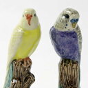 【最大20％OFF★母の日セール】Budgie セキセイインコの置物 イエロー バイオレット フィギアセット Figure イギリス Quail Ceramics 動物 置物 オブジェ インテリア 陶器 インコ いんこ 鳥 鳥好き 野鳥 アニマル 北欧雑貨 動物雑貨 とり トリ