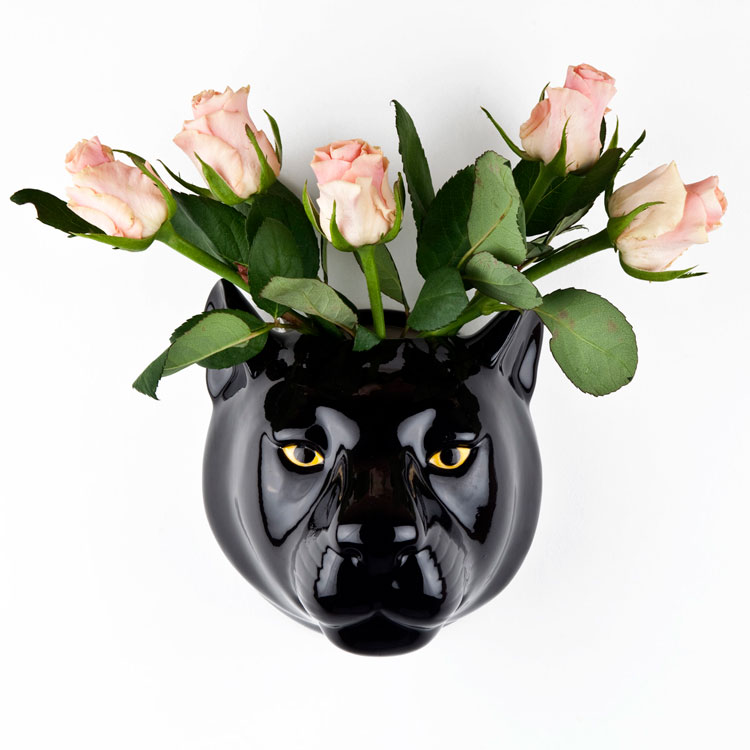 Panther Wall Vase qE̕Ǌ| CMX QuailQuail Ceramics Aj}wbh  u IuWF CeA  ԕr qE qE pT[ ubNpT[ Black Panther